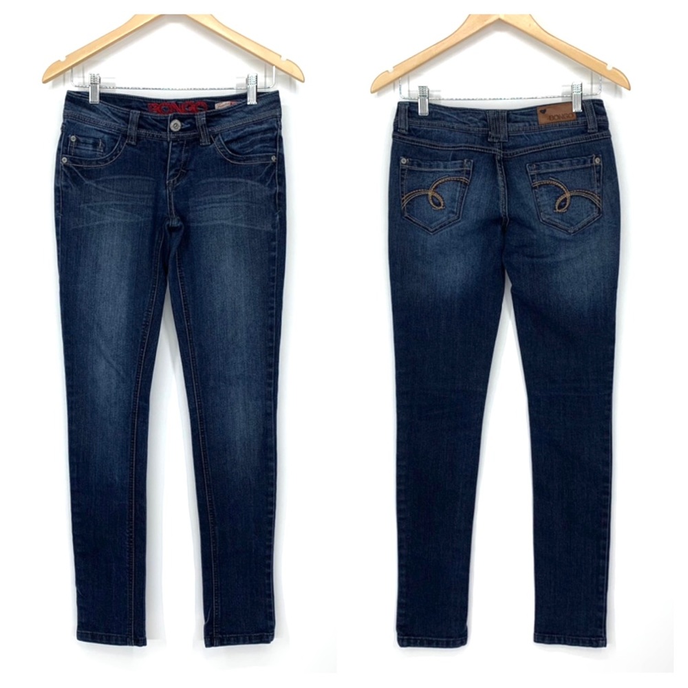 Vintage Bongo Fearless Stitched Pocket Low Rise Dark Wash Ultra Skinny Jeans